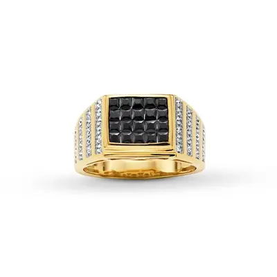 10K Gold 1.5 CT.T.W. Princess Cut Cut Diamond Custom Band for Men Black Color I3 Clarity