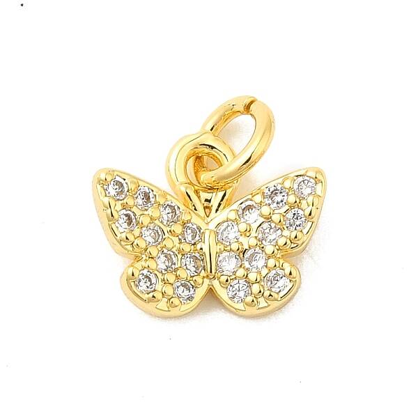 Butterfly Rack Plating Brass Micro Pave Cubic Zirconia Pendants Charms