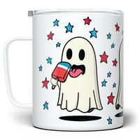 Retro Spooky Summer Ghosts Mug, Patriotic 4th of July Memorial Day Gifts, Designed and Printed in the USA by Loftipop