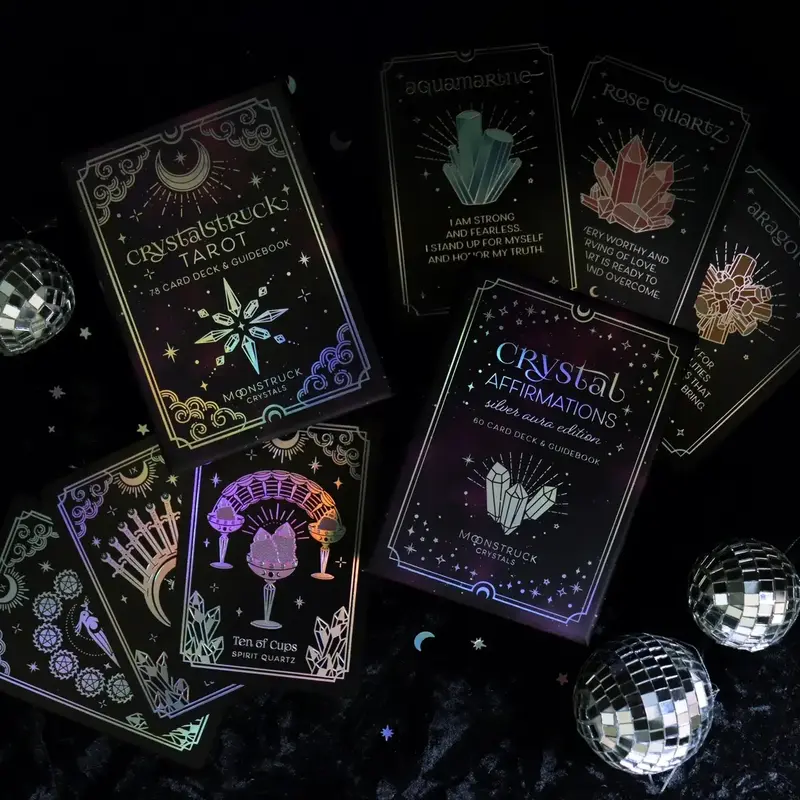 SILVER & GOLD BUNDLE SET - Crystalstruck Tarot & Crystal Affirmations Card Decks