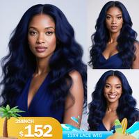 eullair Dark Blue 13x4 Lace Frontal Human Hair Wig Body Wave HD Invisible  Lace Front Wigs For Women Pre Plucked Hairline