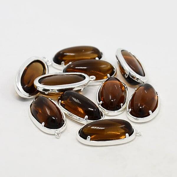 Silver Color Plated Brass Glass Pendants