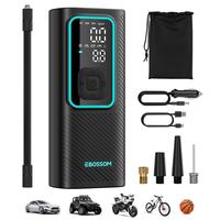 EBOSSOM Portable Tire Inflator, 150 PSI Cordless Air Compressor with Pressure Gauge, LED Display & Rechargeable Battery for C...