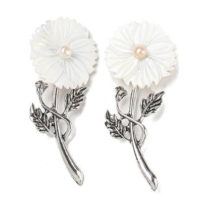 Freshwater Shell Flower Alloy Brooch