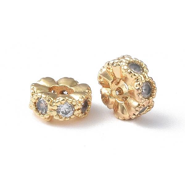 Brass Micro Pave Cubic Zirconia Spacer Beads