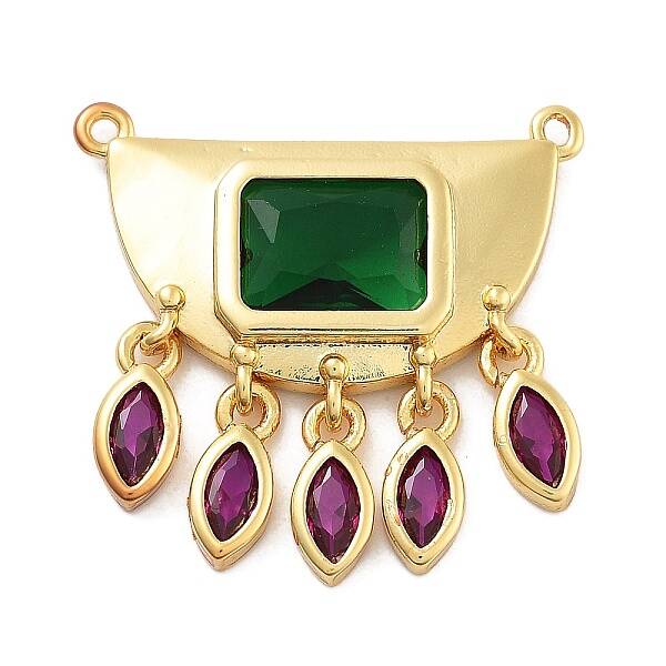 Rack Plating Brass Micro Pave Cubic Zirconia & Glass Pendants