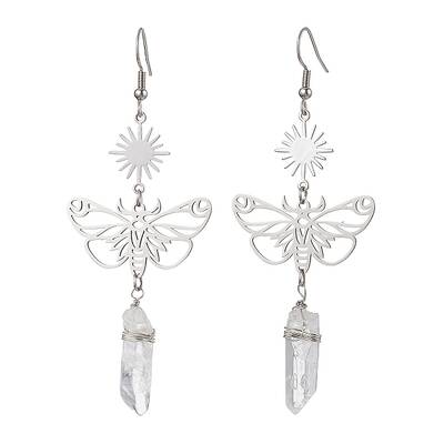 201 Stainless Steel Butterfly Dangel Earrings