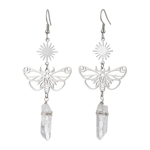 201 Stainless Steel Butterfly Dangel Earrings
