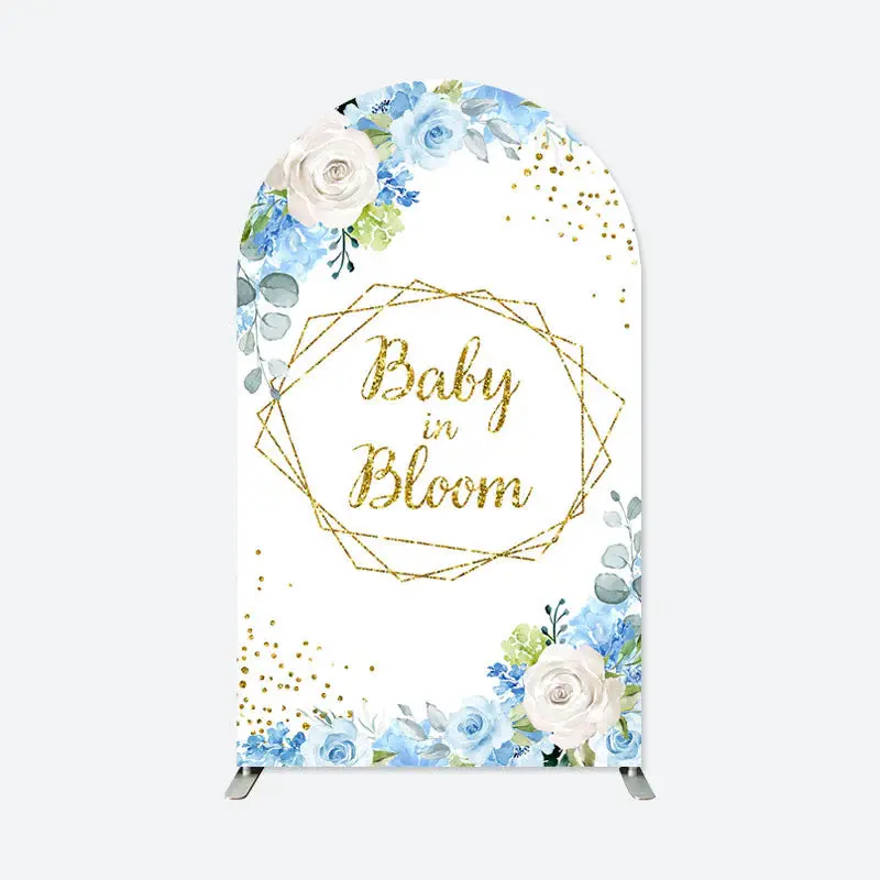 Aperturee Baby In Bloom Blue Floral Baby Shower Arch Backdrop | Chiara Wall Backdrop Diy | Circle Arch Backdrop Diy | Chiara ...