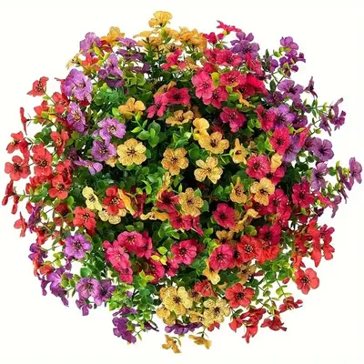 Artificial Flower (12/24pcs/set), UV Resistant Colorful Fake Flower, Decorative Bouquet for Home Garden Party Wedding Decor, ...