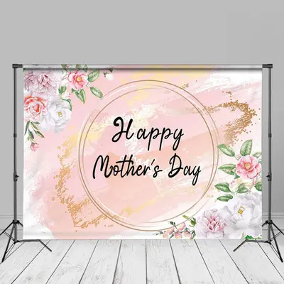 Floral Pink Abstract Happy Mothers Photo Backdrop - Aperturee