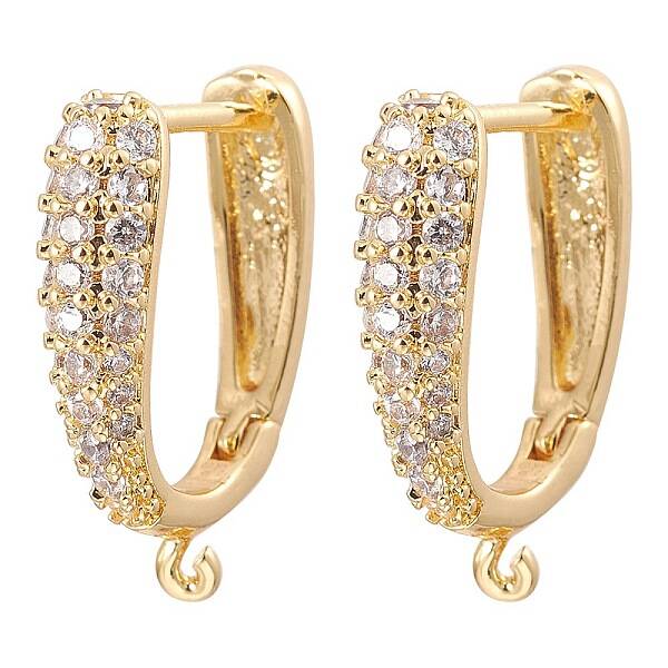 Brass Micro Pave Clear Cubic Zirconia Hoop Earring Findings