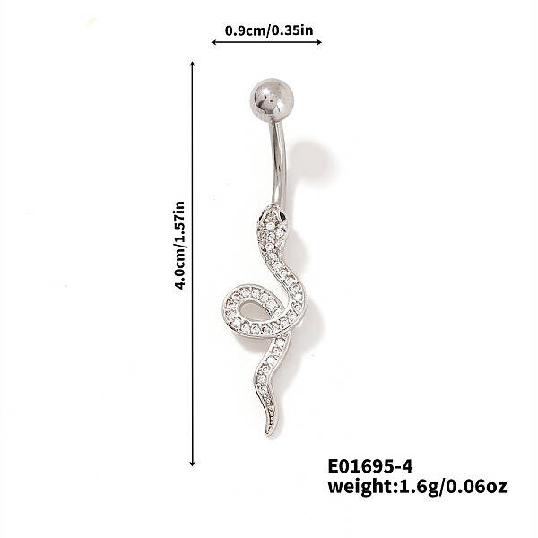 Shiny Brass Crystal Rhinestone Belly Button Rings