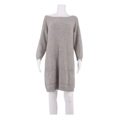 GANNI Womens Jumper Dress Grey Knit Wool Knee Length M