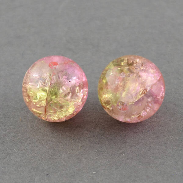 Spray Painted Crackle Glass Beads Strands
