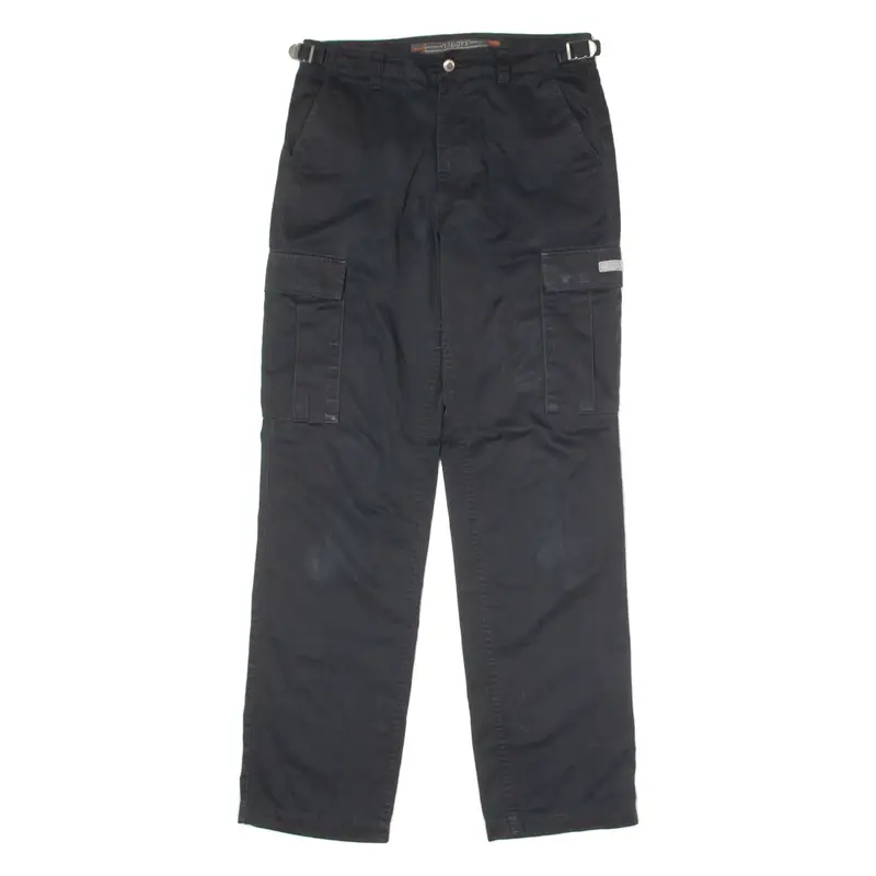 TEDDY'S Cargo Mens Twill Trousers Black Regular Straight W33 L32