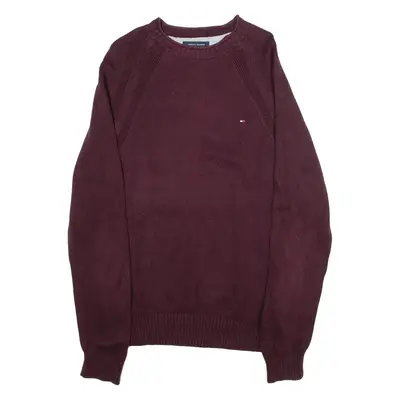 TOMMY HILFIGER Mens Jumper Maroon Tight Knit L