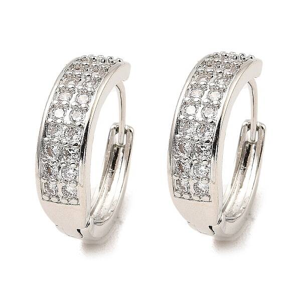 Brass Micro Pave Cubic Zirconia Hoop Earrings
