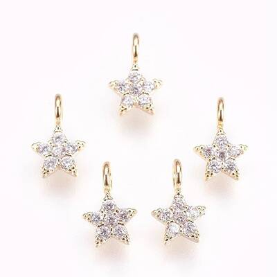 Brass Micro Pave Cubic Zirconia Charms