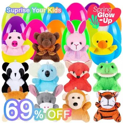 Prefilled Easter Eggs Toys 12pcs and Stickers for Easter Egg Hunt plush bunny  Stress Relief Toys Easter bunny Birthday gift ...