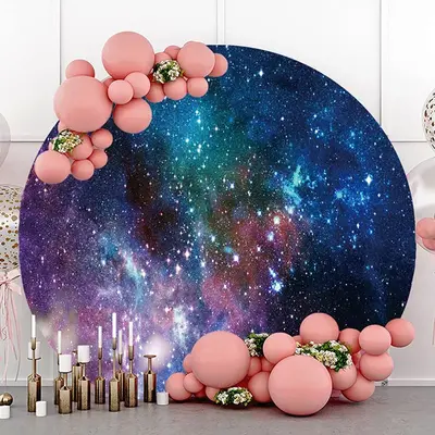 Aperturee Starry Night Sky Glitter Circle Happy Birthday Backdrop | Birthday Backdrop Ideas | Round Backdrop Covers | Circle ...