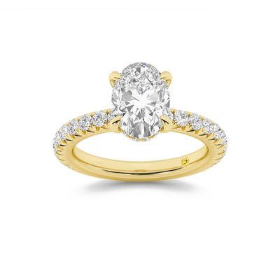 Embers Three Quarter Coverage Hidden Halo Oval Lab Grown Diamond Engagement Ring | 18K Yellow Gold 2 7/8 CT. TW.