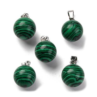 Round Synthetic Malachite Pendants