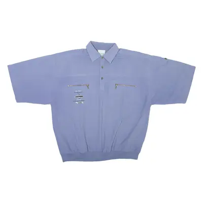 CANDA Mens Polo Shirt Blue 90s M