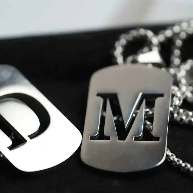 Titanium steel color 26-character alphabet necklace chain for men and women, clothing accessories for couples, simple and ver...
