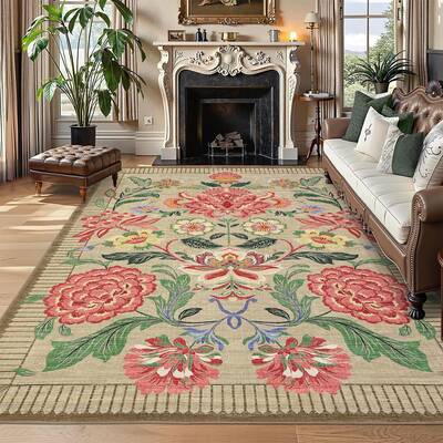 Garvee Indoor Washable Low Pile Area Rug Modern Printed Soft Non-Slip Durable Foldable Portable Brown 8x10ft Living Room Bedr...