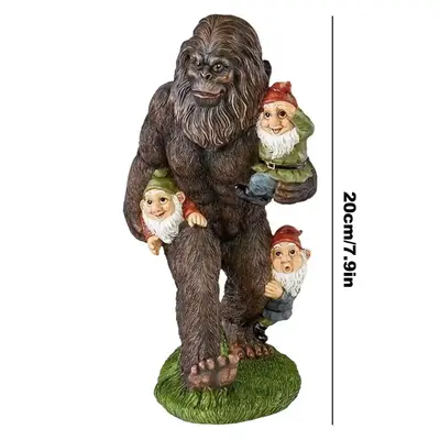 Bigfoot Style Garden Gnome Resin Statue - Durable Material for Patios, Decks, Offices, Indoor & Outdoor Environments, No Elec...