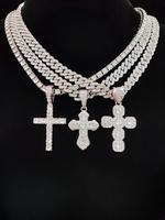 Rhinestone Decorated Cross Pendant Necklace, 1 Count Fashion Jewelry for Party, Daily Clothing Decor, Trendy All-match & Exqu...