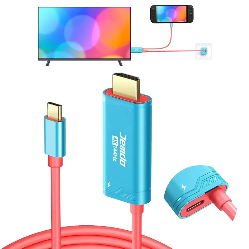 JEMDO Switch Conversion Cable Portable HDMI Adapter Compatible with Nintendo Switch2 NS/OLED, USB C to HDMI Cable Replaces Th...