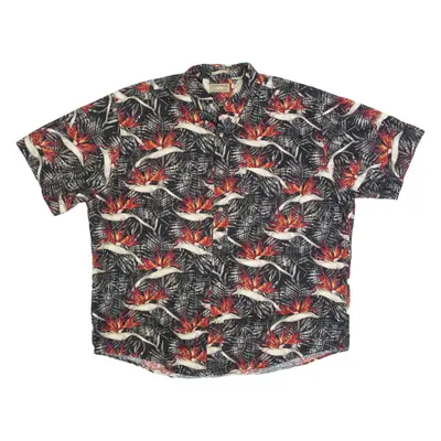 NATURAL ISSUE Mens Hawaiian Shirt Black Floral XL