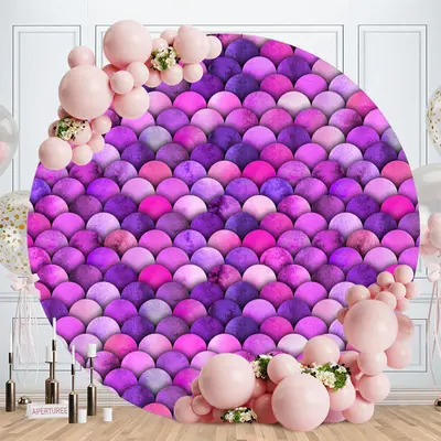 Aperturee Purple Dream Mermaid Round Birthday Backdrop