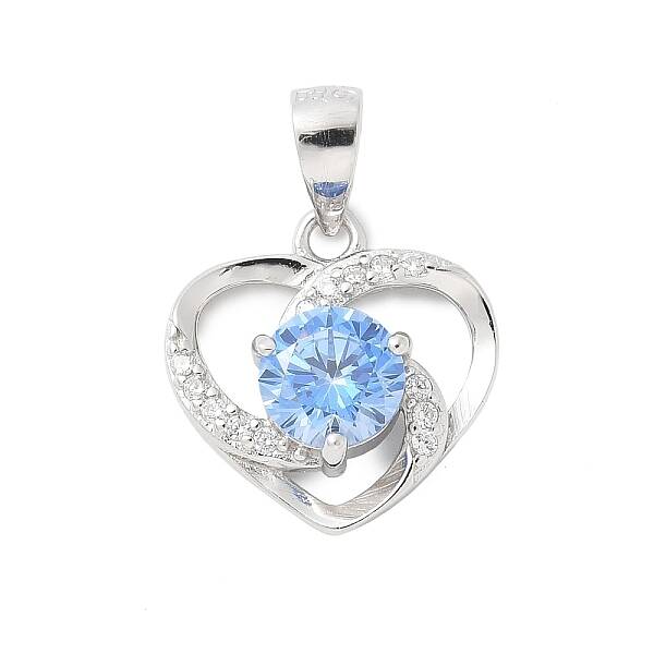 Fine Silver Cubic Zirconia Heart Charms