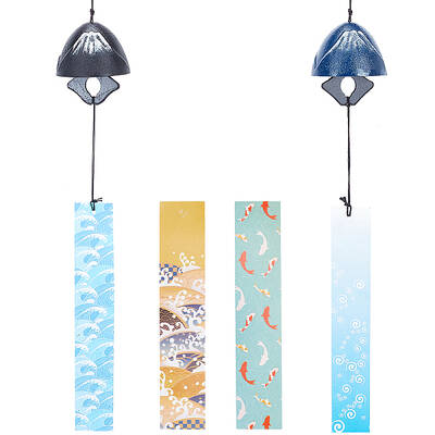 2Pcs 2 Style Japanese Cast Iron Bell Wind Chimes