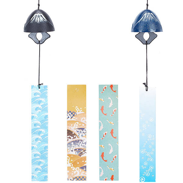 2Pcs 2 Style Japanese Cast Iron Bell Wind Chimes