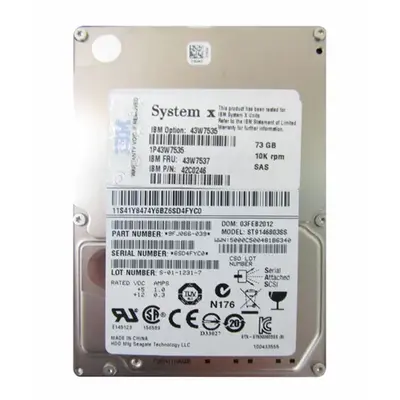 43W7537 IBM 73GB 3Gb/s SAS 10000 2.5-Inch Hard Drive