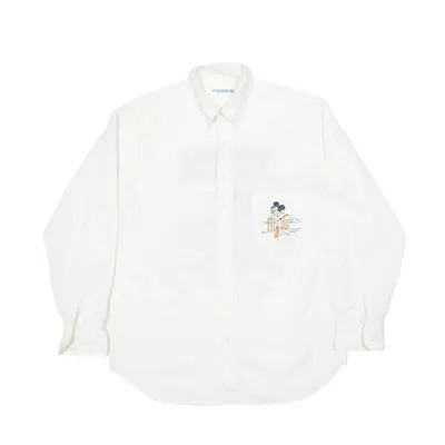 DISNEY Donaldson Cricket Team Plain Shirt Cream 90s Long Sleeve Mens L