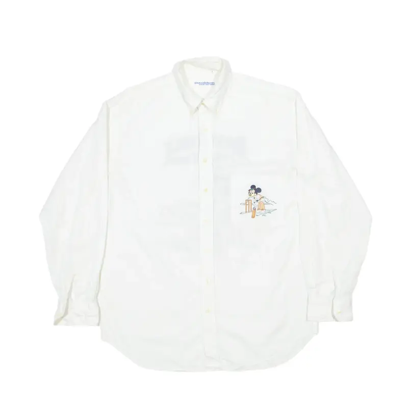 DISNEY Donaldson Cricket Team Plain Shirt Cream 90s Long Sleeve Mens L