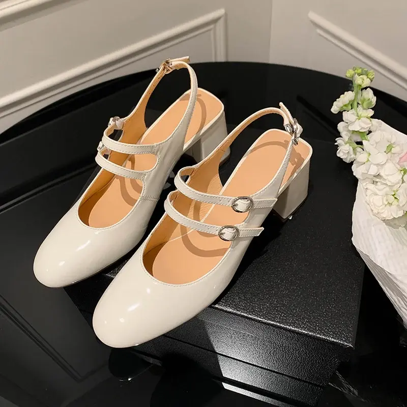 CHIKO Jonelle Round Toe Block Heels Slingback Shoes
