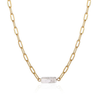 Stainless Steel Natural Howlite Necklaces for Women