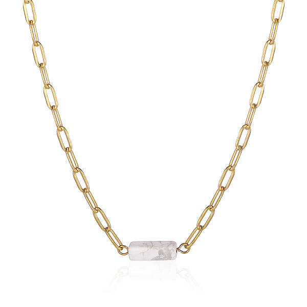 Stainless Steel Natural Howlite Necklaces for Women