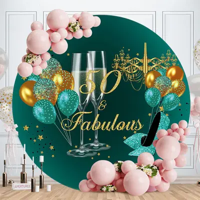 Champage Balloons Fabulous 50Th Birthday Backdrop - Aperturee