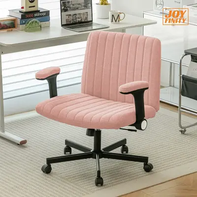 Joyfinity Criss Cross Desk Chair with Wheels and Flip-Up Armrests,Criss Cross Office Chair,Upholstered Swivel Chair,Wide Seat...
