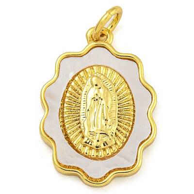 Brass Pendants with Shell and Jump Ring