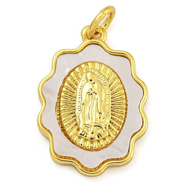 Brass Pendants with Shell and Jump Ring