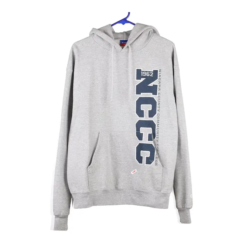 National County Community College Champion College Hoodie - Large Grey Cotton Blend