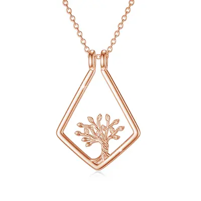 Sterling Silver Two-tone Tree Of Life & Ring Holder Pendant Necklace